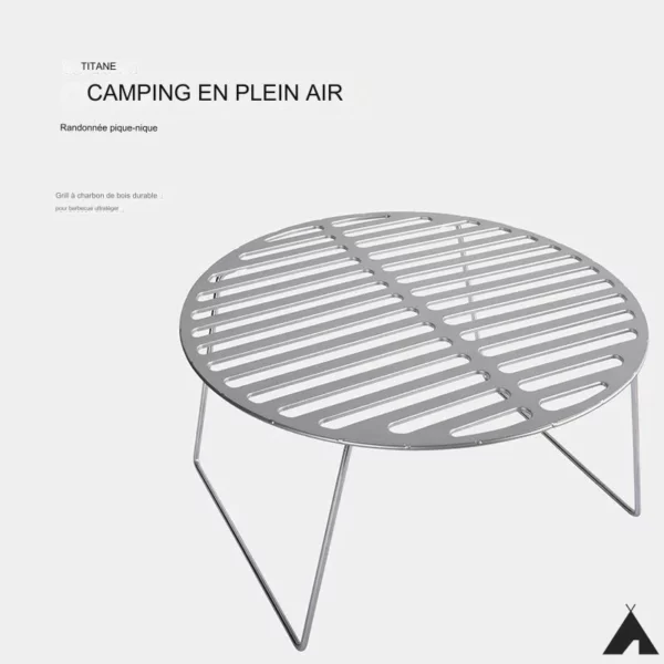 Grille Barbecue Ronde en Titane Pieds Amovibles Camping