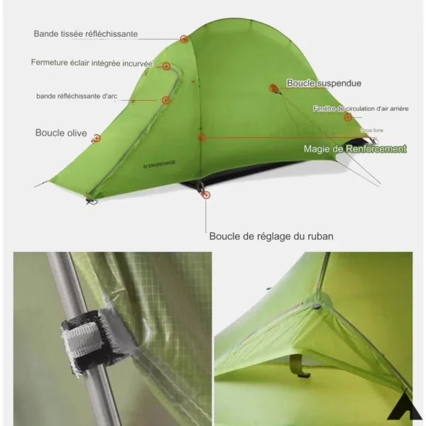 Tente Ultra-Légère Imperméable 1 Personne Réglage
